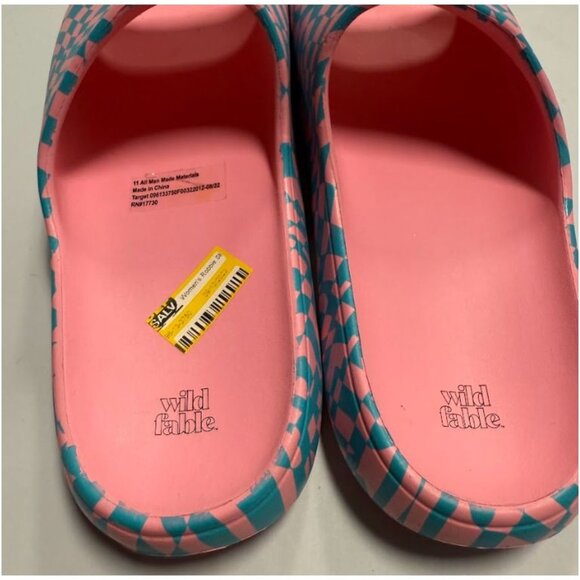 Wild Fable Womens Robbie Slide Sandals Pink Turquoise Blue Sz 11 - Picture 2 of 9
